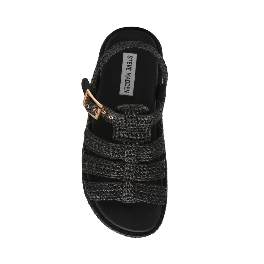 Beeline Sandal BLK RAFFIA