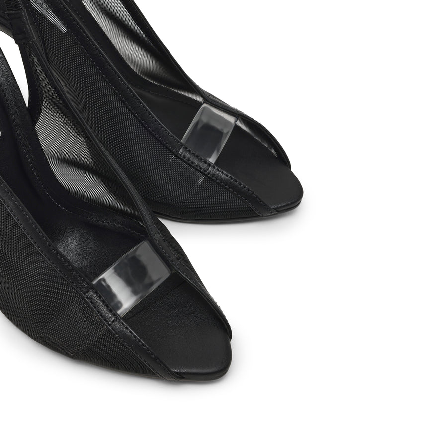 Sasha-Mesh Pump BLACK LEATHER - view 5